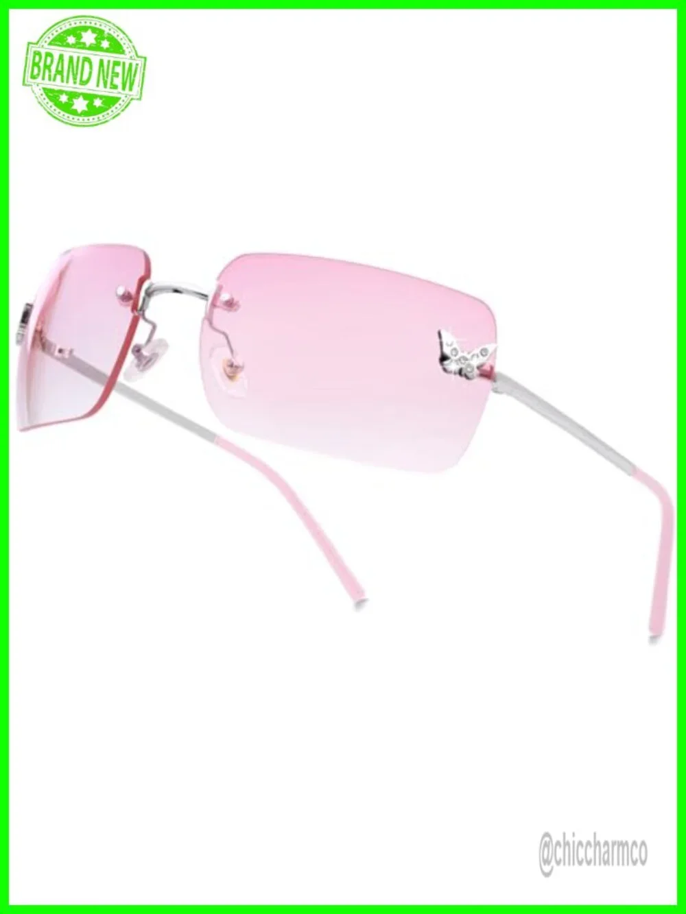 Rimless Rectangle Y2K Sunglasses Frameless Tinted Lens Fashion Shades UV400